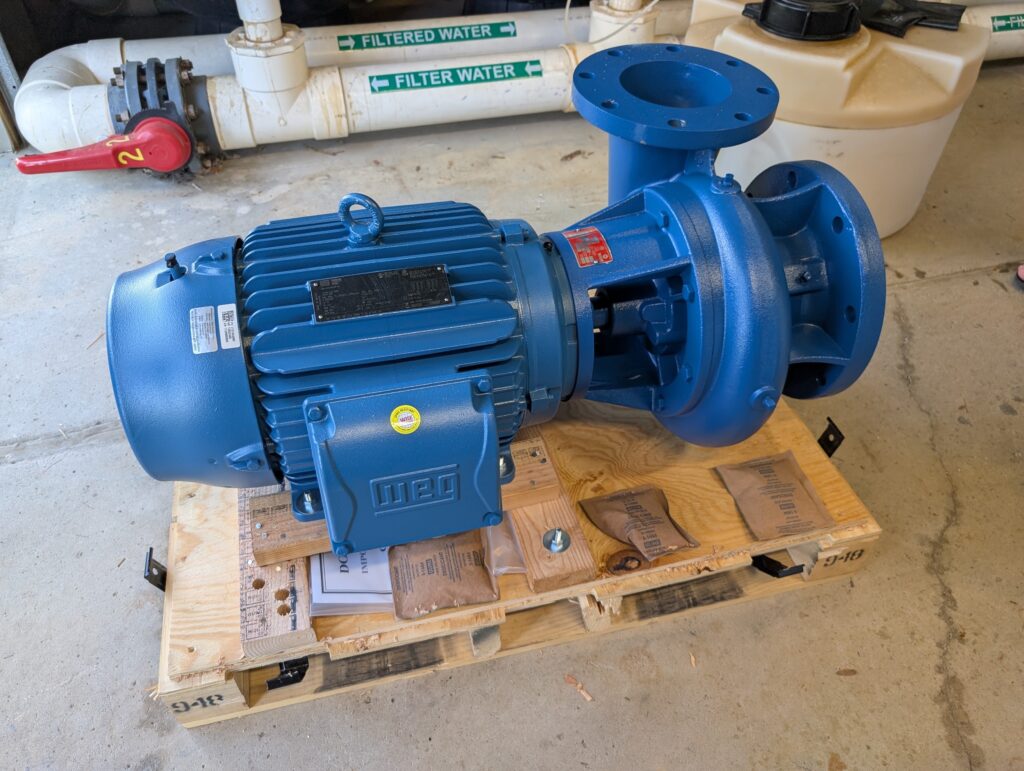 The new Griswold 850 series industrial pump with a 15 HP motor attached.