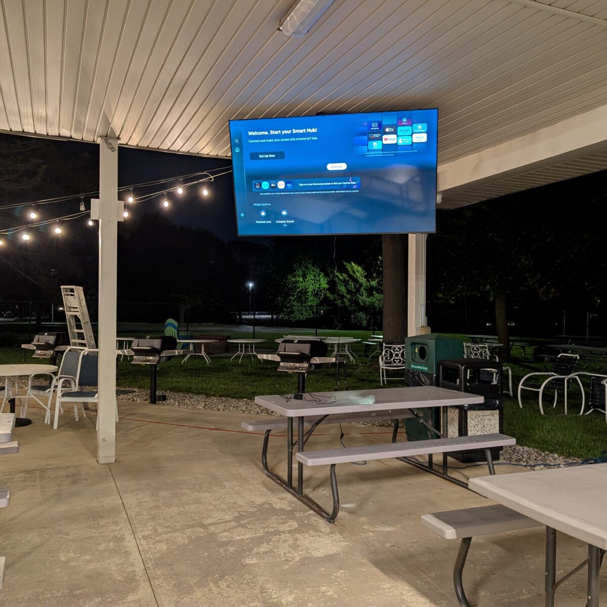 Large Pavilion TV Installed - Open