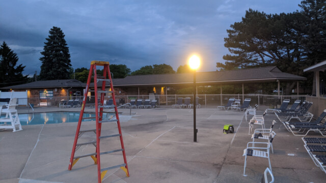 A view of the first lamp, installed on June 12th, 2020 as a demonstration to the board. Preliminary Install in June 2020