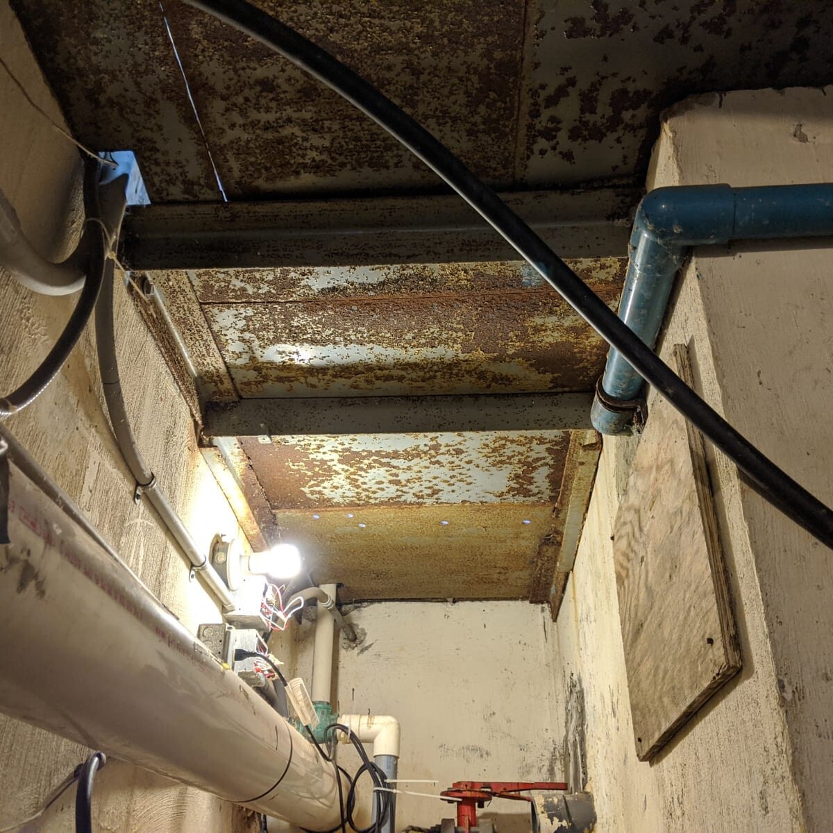 The underside of the old floor on July 20th, 2020. Old Floor Underside
