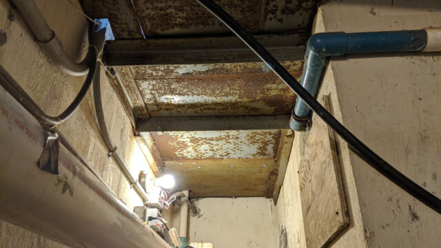 The underside of the old floor on July 20th, 2020. Old Floor Underside