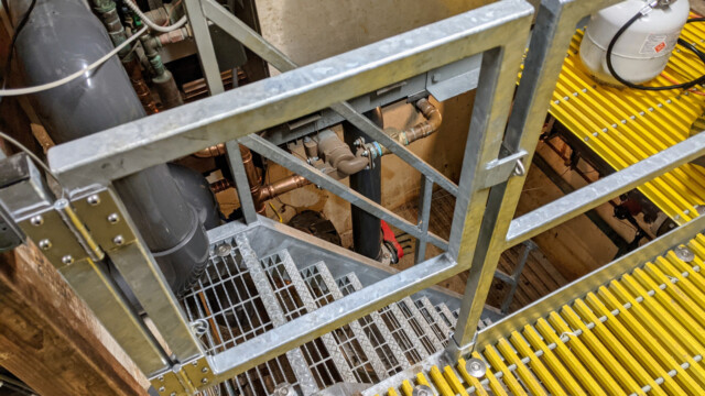 A view of the new staircase and railing on January 11th, 2021. New Staircase and Railing