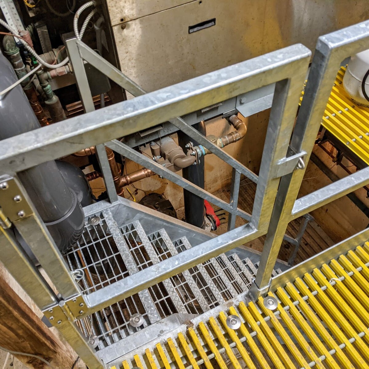 A view of the new staircase and railing on January 11th, 2021. New Staircase and Railing