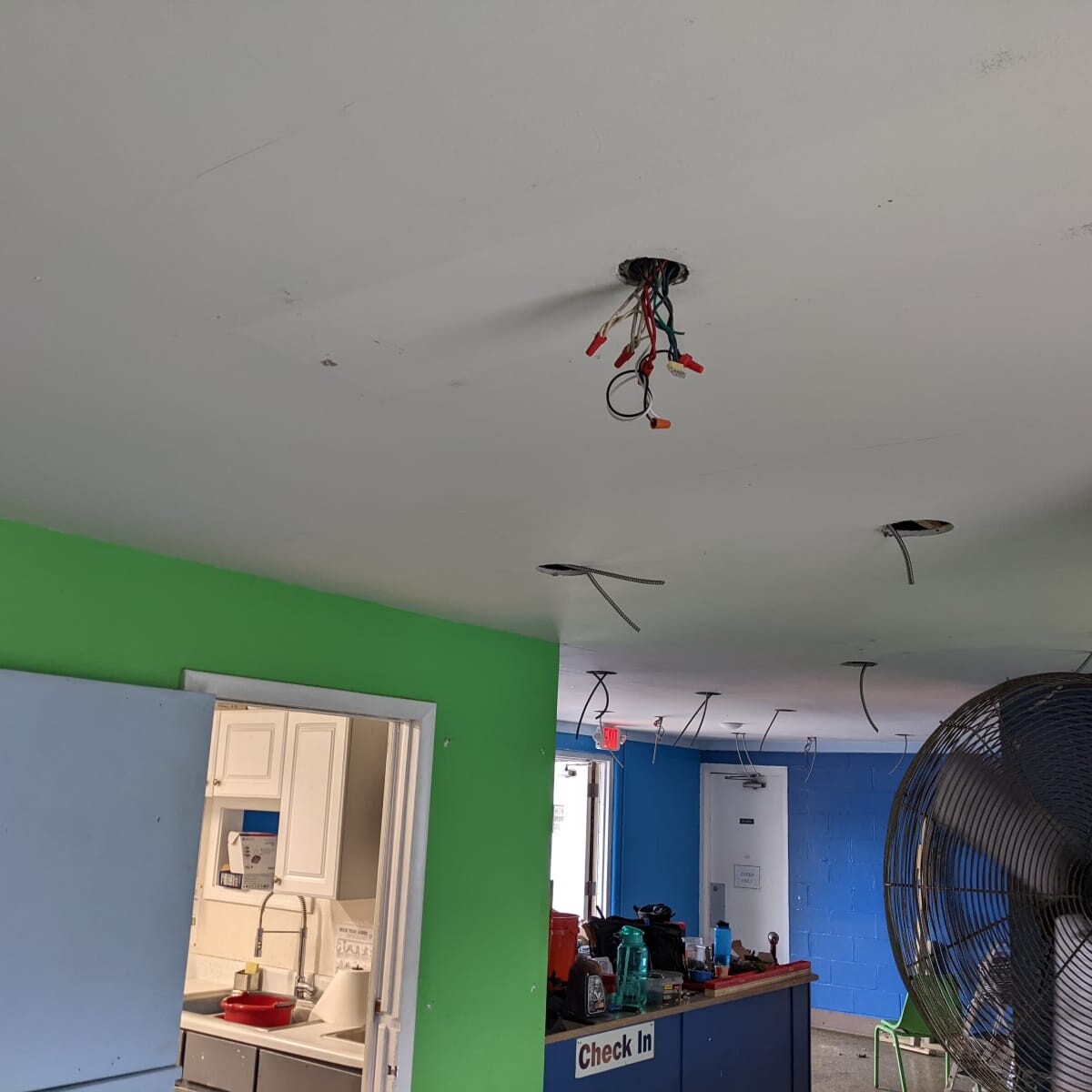 Another view of the lighting installation in progress, as taken on March 19th, 2022. Lighting Wiring Installation in Progress #4