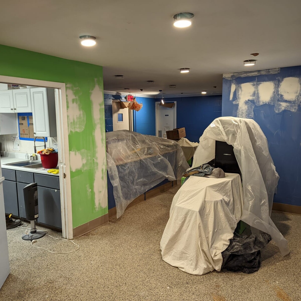 A view of wall patching and preparation, taken on March 29th, 2022. Wall Prep #4