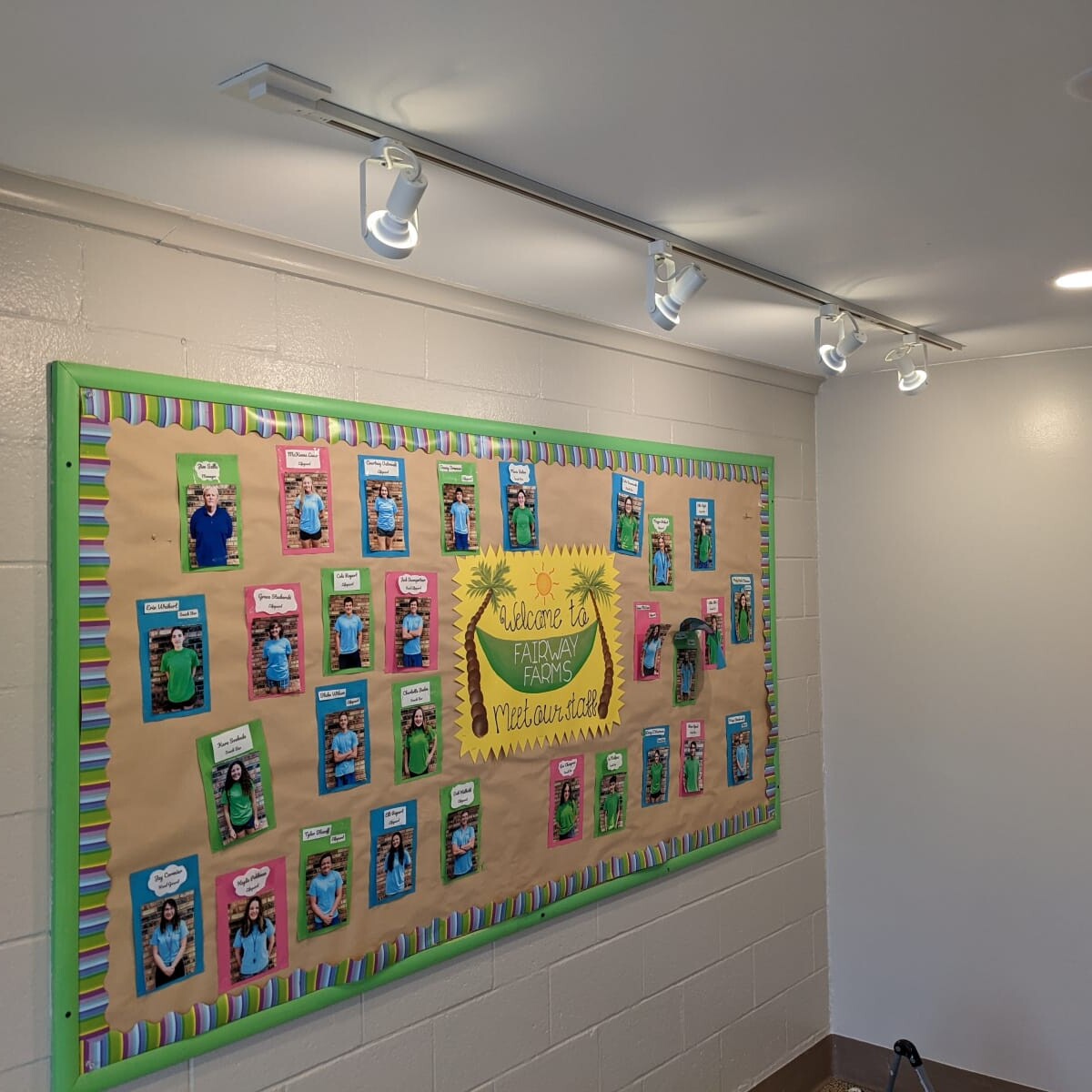 A view of the nearly-completed south wall of the clubhouse lobby, as taken on April 13th, 2022. Note that the 2021 staff photos are still posted at this point. Nearly Completed South Wall #2