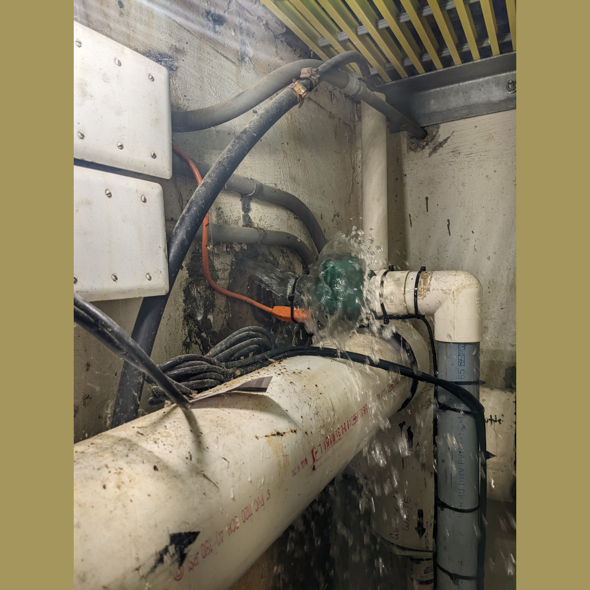 Broken Sump Pump Drain Pipe