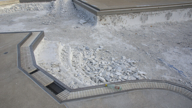 Another view of the north staircase in the main pool. Demolition - Day 6