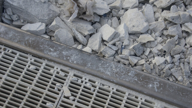 Another closer look at the ramp in the baby pool during evaluation of the damage from debris. Demolition - Day 6