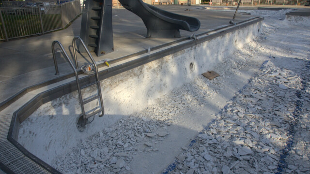 A view of the southeast corner of the pool. Demolition - Day 6