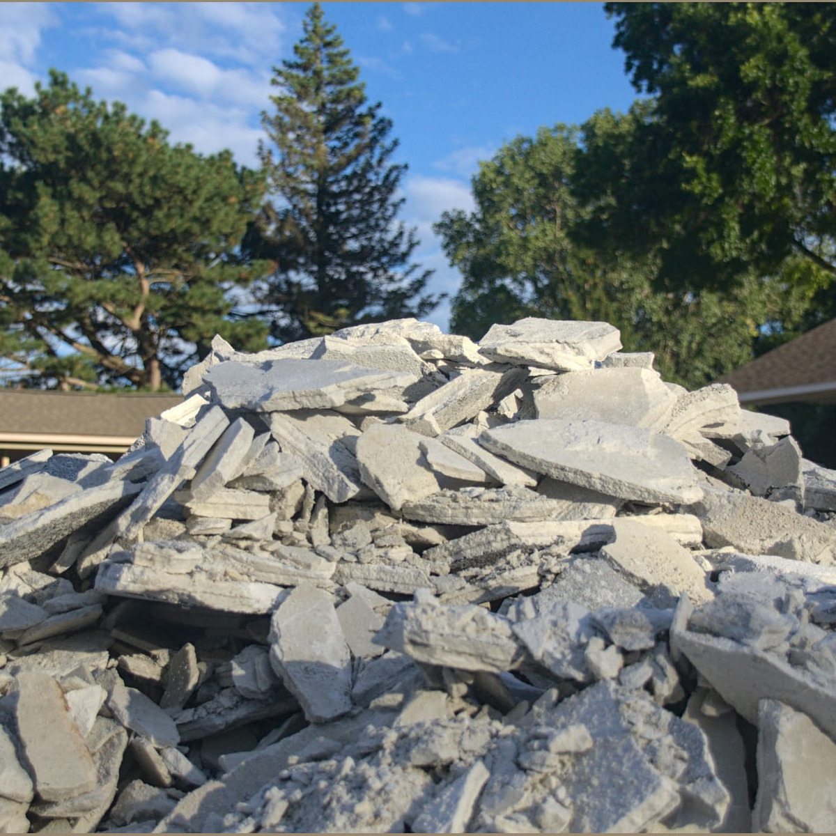 The pile of debris in the main pool. Demolition - Day 6