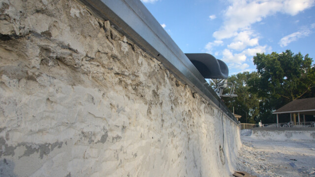 The south wall in the main pool. Demolition - Day 6