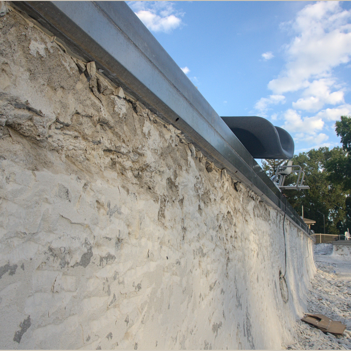The south wall in the main pool. Demolition - Day 6