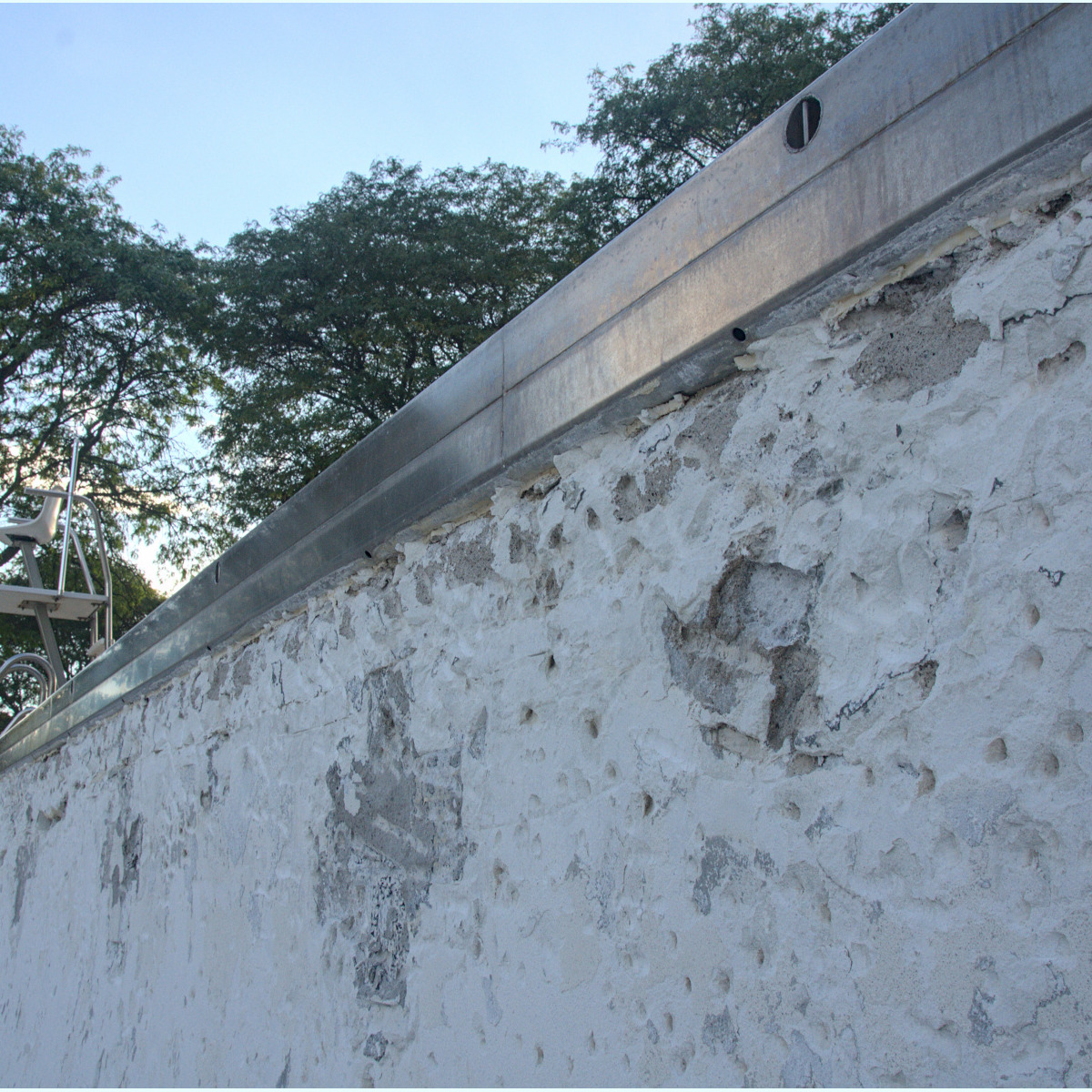 The south wall in the main pool. Demolition - Day 6